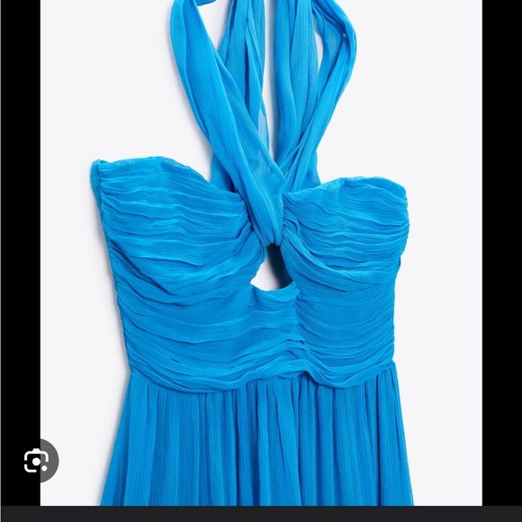 New Zara Blue MIDI Chiffon Dress in Size Medium - Picture 3 of 4